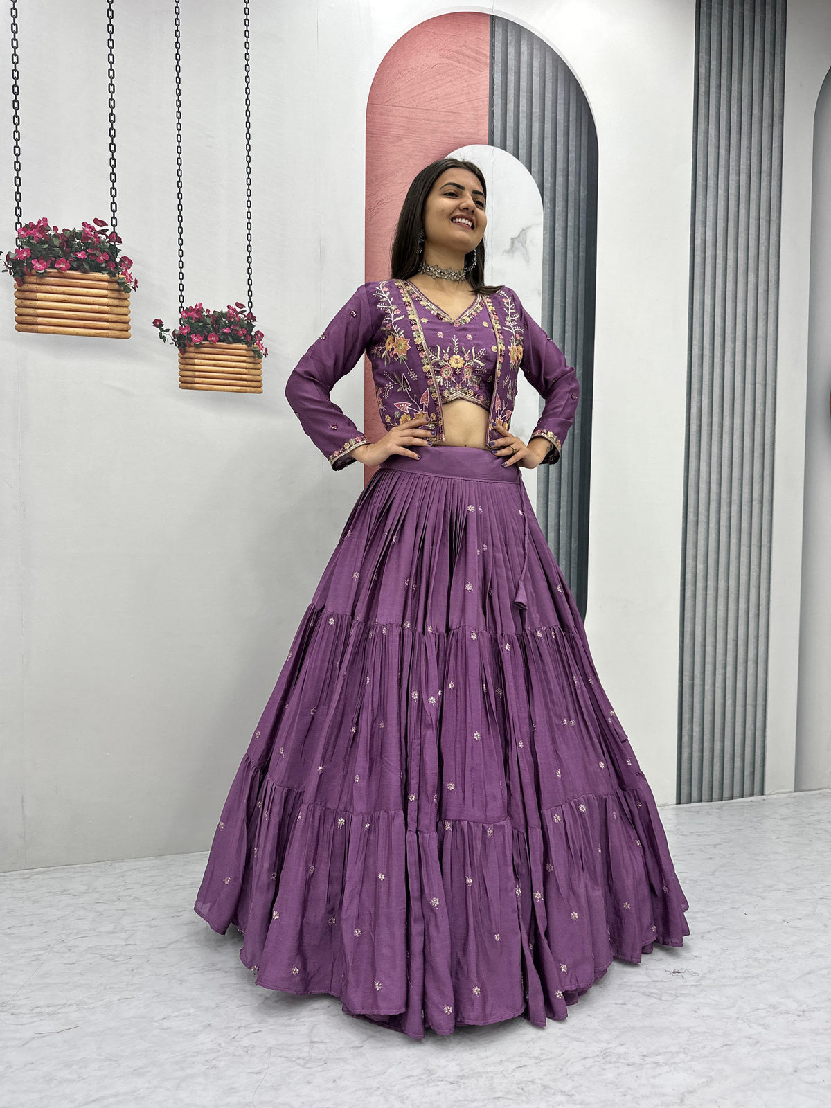 Designer Sequence Embroidery Work Lehenga Choli
