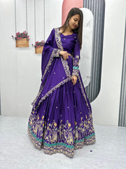 Festival Special Chinon Silk Embroidery & Sequence Work Lehenga Choli