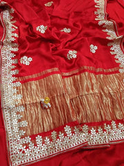 Beautiful Gajji Silk Hand Gotta Work Saree