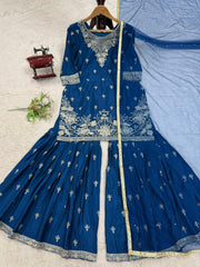 Beautiful Designer Chinon Silk Thread With Sequence Work Sharara