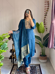 Beautiful Roman Silk Embroidery With Sequence Work Dress