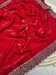 Beautiful Space Soft Silk Blooming With Zarkhan With Siroski Work Saree