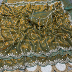 Party-wear Fendy Silk Beads With Cutwork Saree