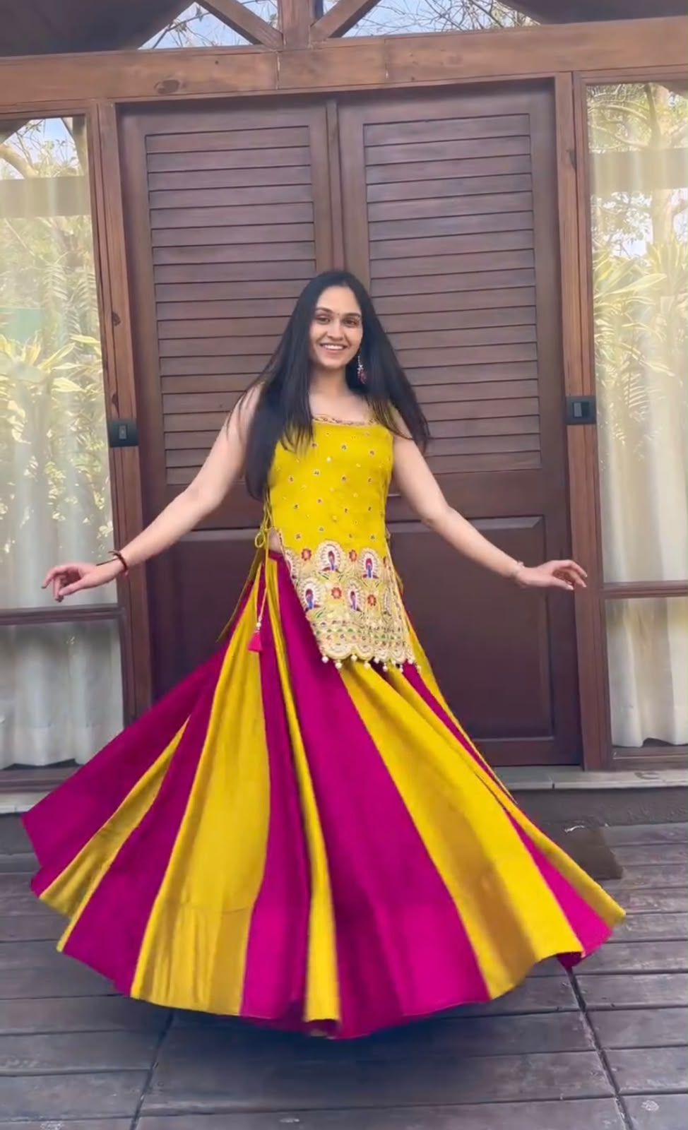 Navratri Special Wear Mustard Yellow Lehenga Choli With Embroidered Shrug