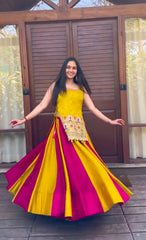 Navratri Special Wear Mustard Yellow Lehenga Choli With Embroidered Shrug