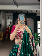 Beautiful Satin Silk Sequins & Thread Embroidery Work Lehenga Choli