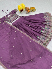 Beautiful Pure Chinon Silk Embroidery Sequence & Thread Work Lehenga Choli