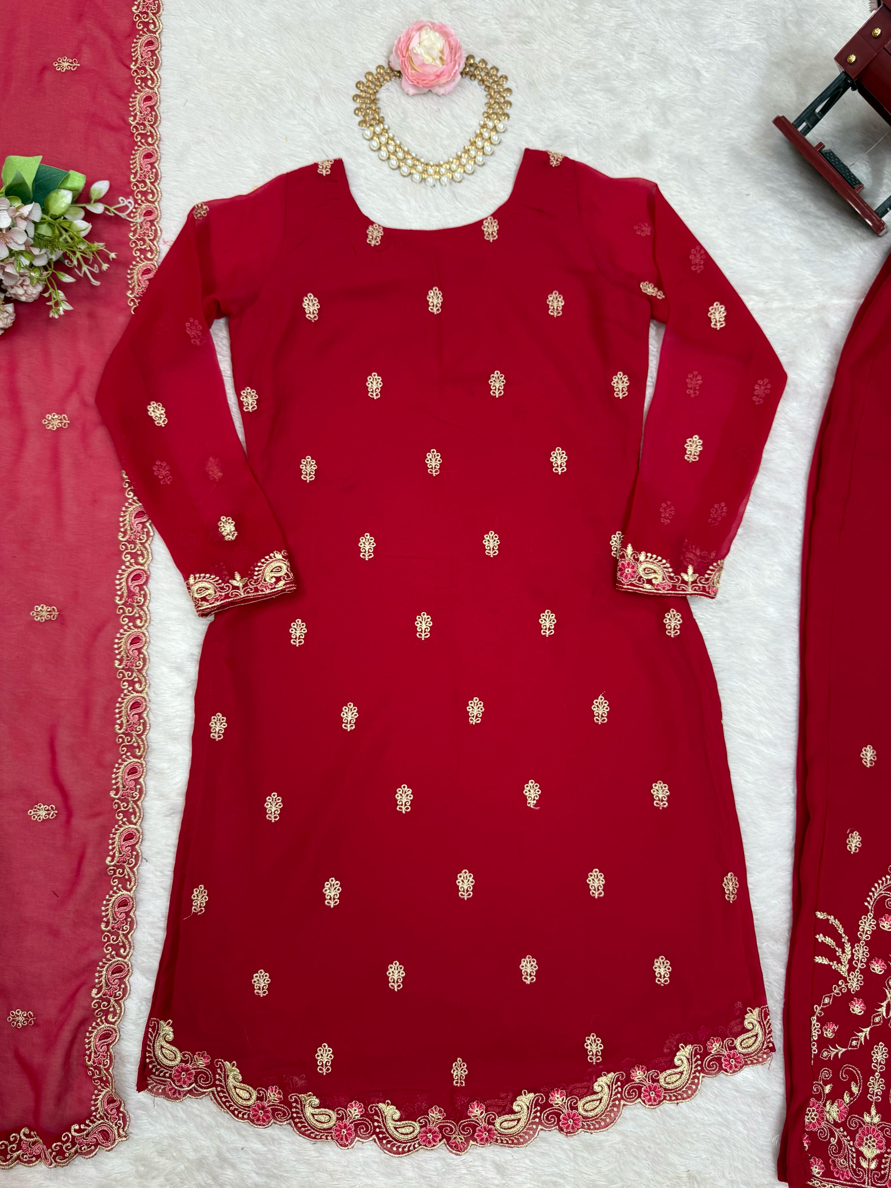 Party-wear Georgette Thread Work Salwar Suit