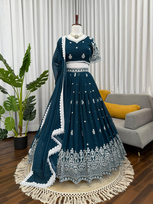 Beautiful Designer Georgette Thread With Sequence Work Lehenga Choli