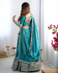 Beautiful Natural Crep Silk Coding Dori With Thread & Sequence Work Lehenga Choli