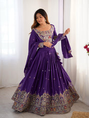 Beautiful Crep Silk Coding Dori With Thread & Sequence Work Lehenga Choli