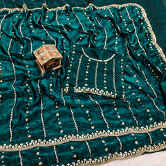 Party-wear Fendy Silk Beads With Cutwork Saree