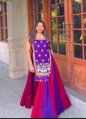 Navratri Special Vichitra Silk Lehenga With Stitched Blouse & Shrug
