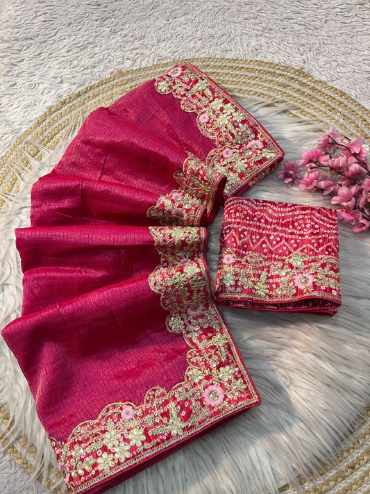 Beautiful Soft Kota Doriya Bandhej Coding Sequence Work Saree