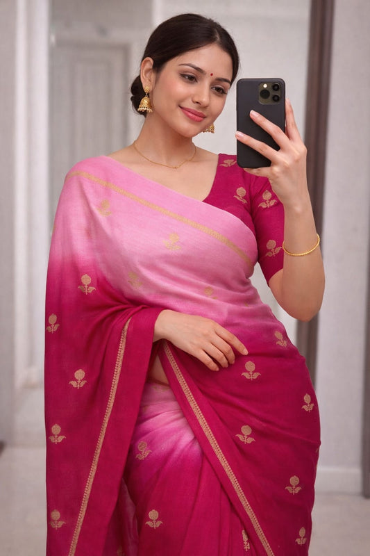 Beautiful Viscose Khadi Silk Jacquard Leaf Figure Designer Saree