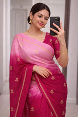 Beautiful Viscose Khadi Silk Jacquard Leaf Figure Designer Saree