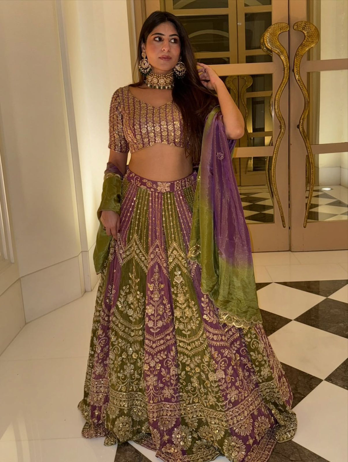 Party-wear Georgette Thread With Sequence Work Lehenga Choli