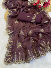 Party-wear Designer Georgette Multi Sequence Work Saree