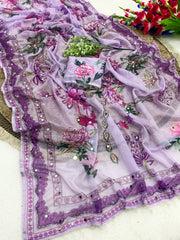Party-wear Tabby Silk Beautiful Digital Printed Saree