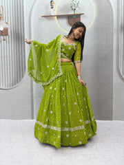 Navratri Special Georgette Embroidery Sequence Work Lehenga With Stitched Blouse