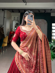 Beautiful Vichitra Silk Sequins & Thread Embroidery Work Lehenga Choli