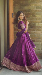 Beautiful Satin Silk Thread With Sequence Work Lehenga Choli