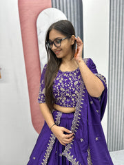 Festival Chinon Silk Embroidery & Thread Work Lehenga Choli