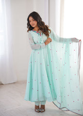 Beautiful Georgette Designer Embroidery With Thread Work Anarkali Gown