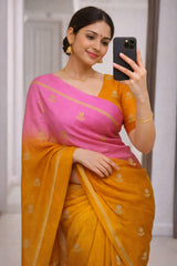 Beautiful Viscose Khadi Silk Jacquard Leaf Figure Designer Saree
