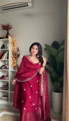 Trending Jimmy Choo Thread With Sequence Work Red Dress