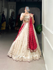 Tradition Meets Trend With Vichitra Silk Sequence & Thread Embroidery Work Lehenga Choli