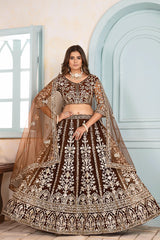 Trending Net Embroidery Sequence Coding Designer Work Lehenga Choli
