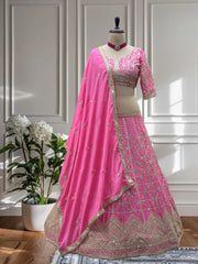 Party-wear Chinon Embroidery & Sequence Coding Work Lehenga Choli