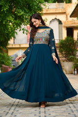 Beautiful Festival Special Blooming With Sequence & Multi Thread Embroidered Gown