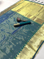 Pure Soft Tissue Silk Big Temple Boder Work Saree