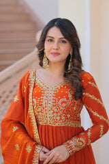 Beautiful Festival Special Fendy Silk With Zari & Sequence Embroidery Work Gown