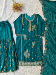 Party-wear Georgette Sequence Embroidery Work Gharara
