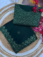 Party-wear Soft Rangoli Silk Sequence & Embroidery Work Saree