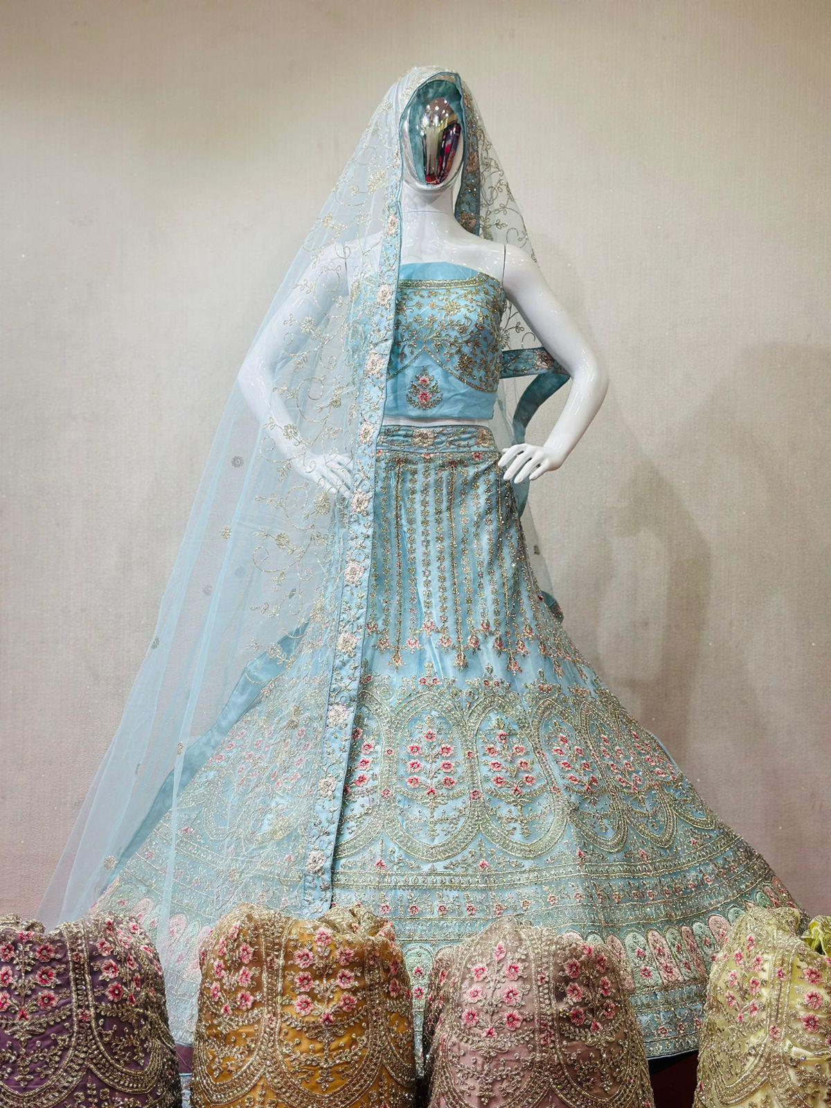 Heavy Multi Work Zarkan Work Bridal Lehenga Choli