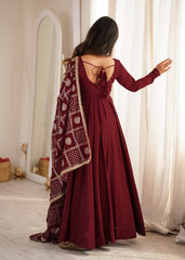 Upcoming Festivities Special Roman Chanderi Silk Big Flair Anarkali Gown