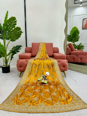 Beautiful Designer Japan Satin Silk Thread With Sequence Work Saree