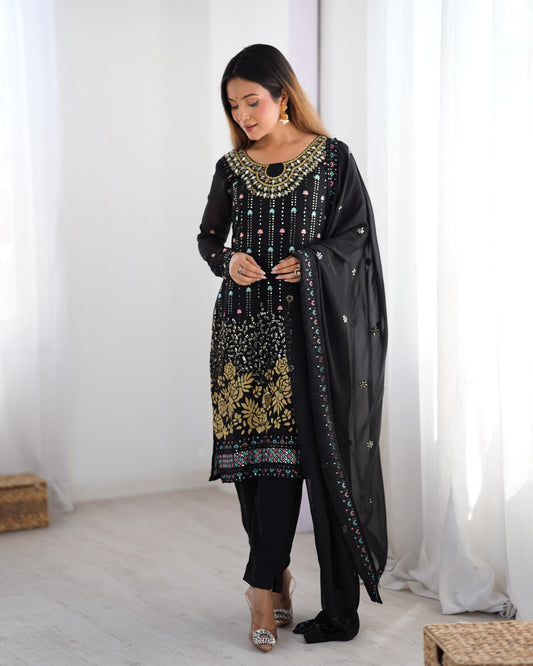 Beautiful Georgette Sequence Real Mirror Work Salwar Suit