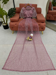Beautiful Designer Soft Net Thread & Sequence Work Sareee
