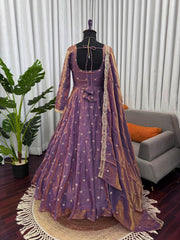 Elegant Fendy Silk Sequence Work Gown