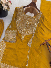 Party-wear Fendy Silk Embroidery Sequence Work Salwar Suit