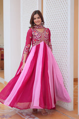 Festival Special Georgette Sequence & Thread Embroidery Work Long Gown
