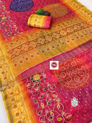 Beautiful Kota Silk Bandhej Printed Saree
