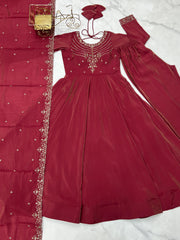 Festival Special Roman Shimmer Chanderi Silk Anarkali Gown