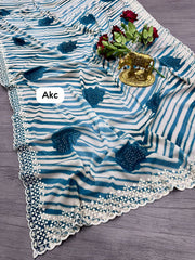 Beautiful Georgette Leheriya Unique Foil Printed Saree