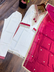Beautiful Chinon Silk With Real Mirror & Moti Work Salwar Suit